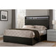 Transitional Wooden Queen Size Platform Bed with Chrome Trim Accents, Gray