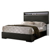 Transitional Wooden Queen Size Platform Bed with Chrome Trim Accents, Gray