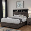 Transitional Platform Bed | Queen Size | Wood | Bookcase Headboard | Gray