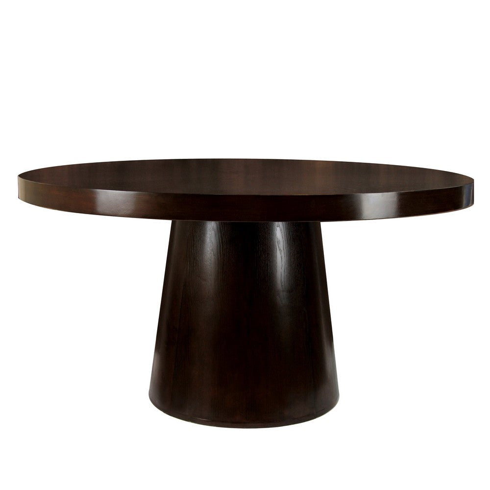 Contemporary Round Top Dining Table with Pedestal Base, Espresso Brown By Casagear Home