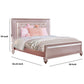 Button Tufted Full Size Bed with Leatherette Headboard Rose Gold By Casagear Home BM217489