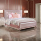 Button Tufted Full Size Bed with Leatherette Headboard Rose Gold By Casagear Home BM217489