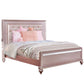 Button Tufted Full Size Bed with Leatherette Headboard, Rose Gold By Casagear Home