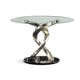 Contemporary Dining Table | Round | Swirl Metal Base | Black & Silver