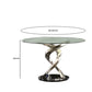 Contemporary Round Dining Table with Swirl Metal Base Black and Silver By Casagear Home BM217497