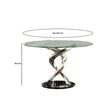 Contemporary Dining Table | Round | Swirl Metal Base | Black & Silver