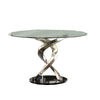 Contemporary Dining Table | Round | Swirl Metal Base | Black & Silver