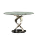 Contemporary Dining Table | Round | Swirl Metal Base | Black & Silver