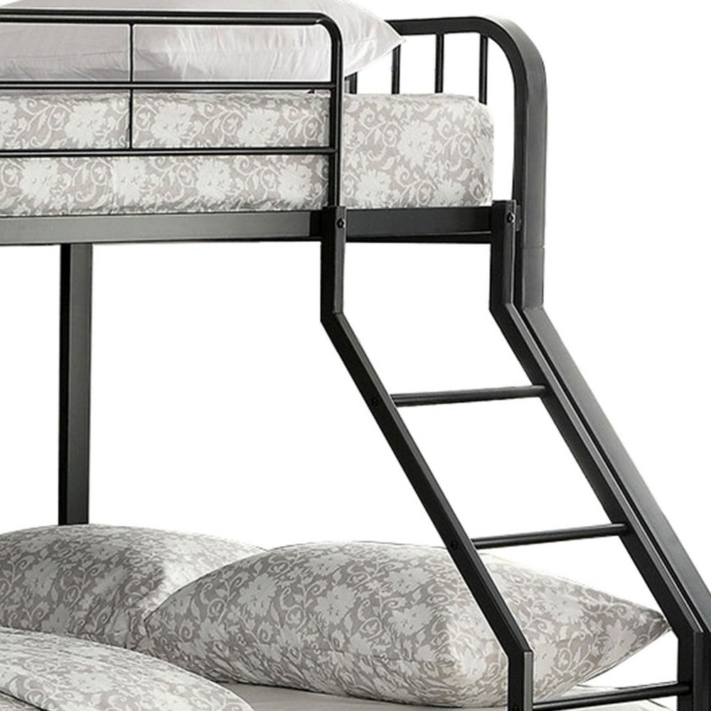 Industrial Style Twin over Full Metal Bunk Bed with Tubular Frame Black By Casagear Home BM217509