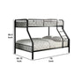 Industrial Style Twin over Full Metal Bunk Bed with Tubular Frame Black By Casagear Home BM217509