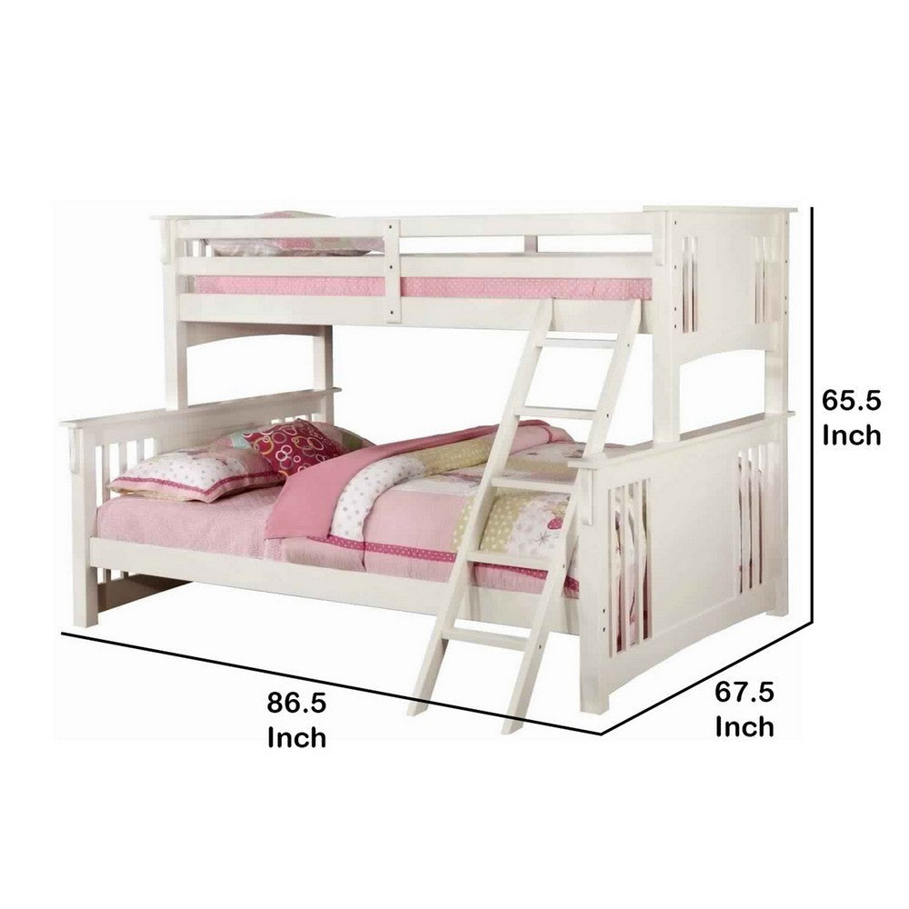 Mission Style Extra Large Twin over Queen Size Bed with Ladder White By Casagear Home BM217530