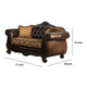 Traditional Wooden Loveseat with Button Tufted Backrest Brown By Casagear Home BM217600