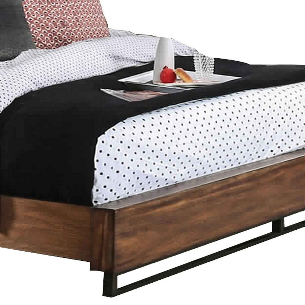 Wooden Eastern King Size Bed with High Headboard Brown By Casagear Home BM217631