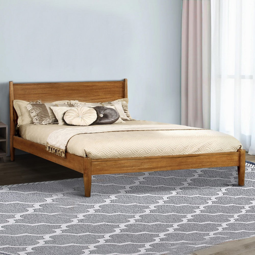 Wood Bed | California King | Panel Headboard | Oak Brown