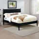 Wooden California King Size Bed with Panel Headboard, Black