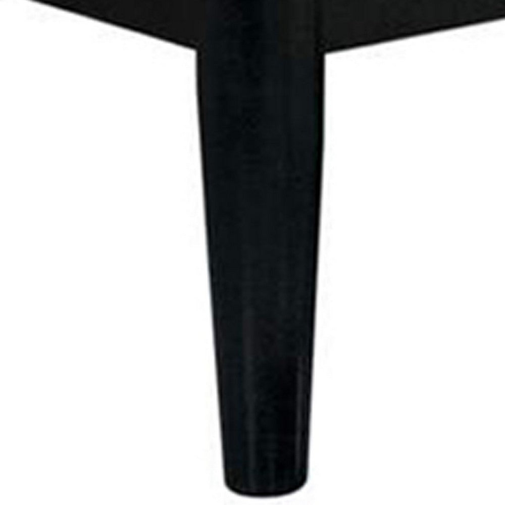 Wooden Eastern King Size Bed with Panel Headboard, Black