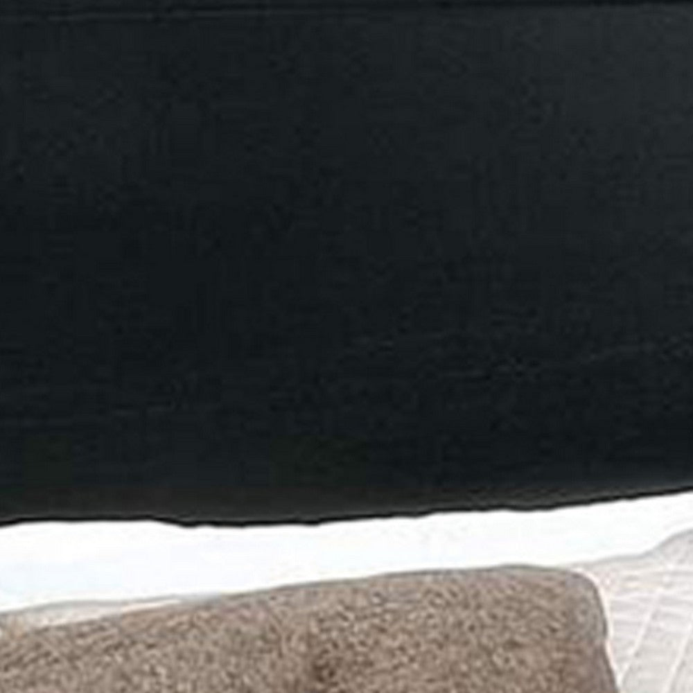 Wooden Eastern King Size Bed with Panel Headboard, Black