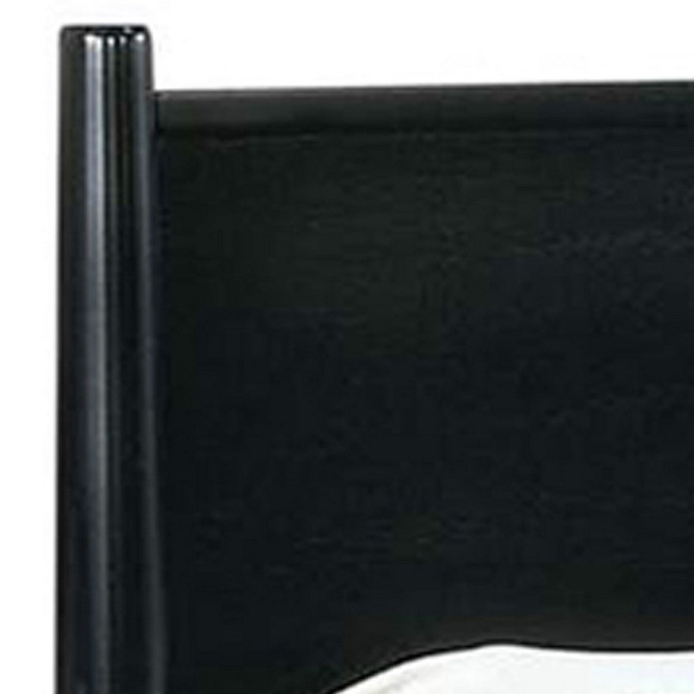 Wooden Eastern King Size Bed with Panel Headboard, Black