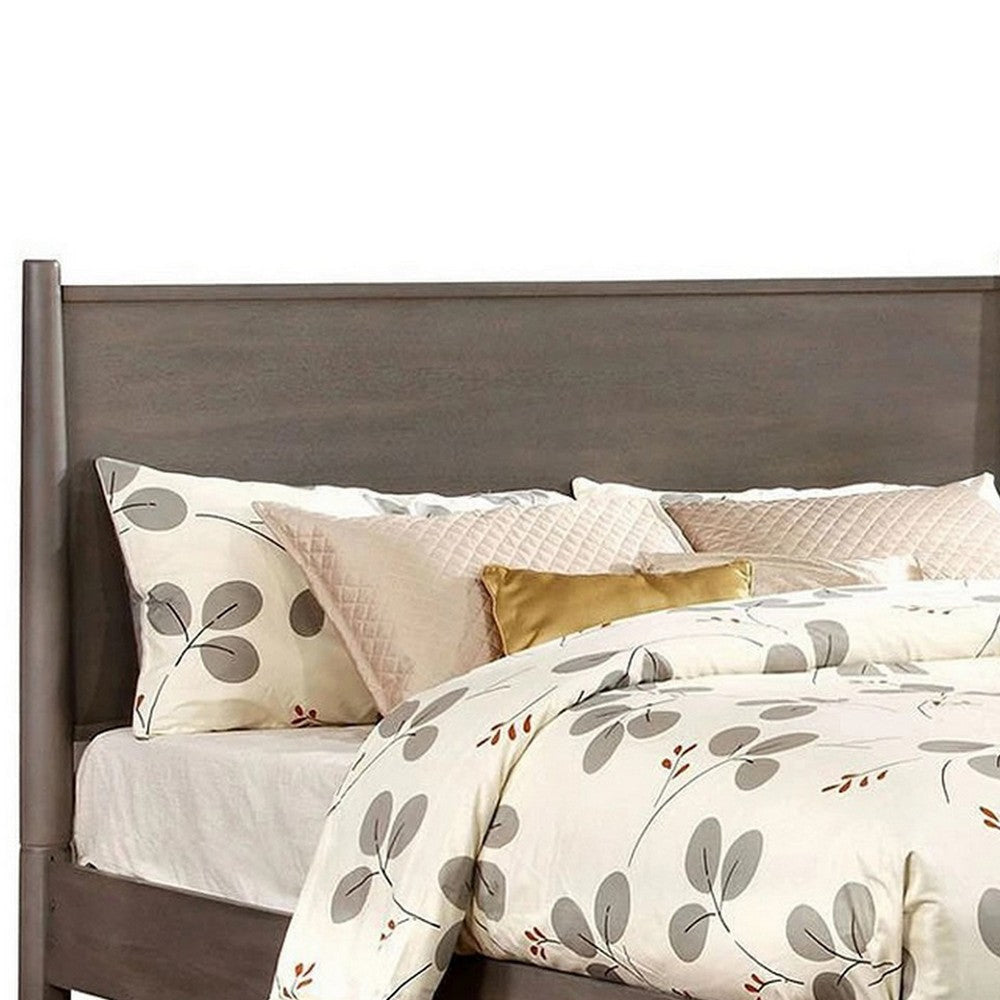 Wooden California King Size Bed with Panel Headboard Gray By Casagear Home BM217643