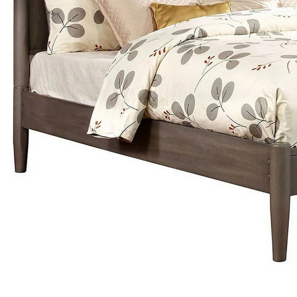 Wooden California King Size Bed with Panel Headboard Gray By Casagear Home BM217643