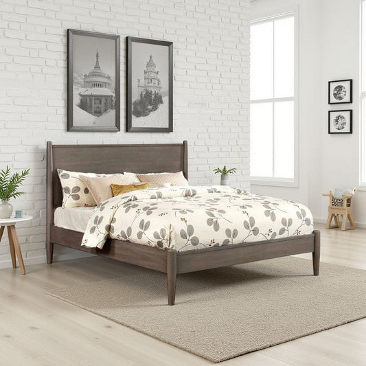 Wood Bed | California King | Panel Headboard | Gray