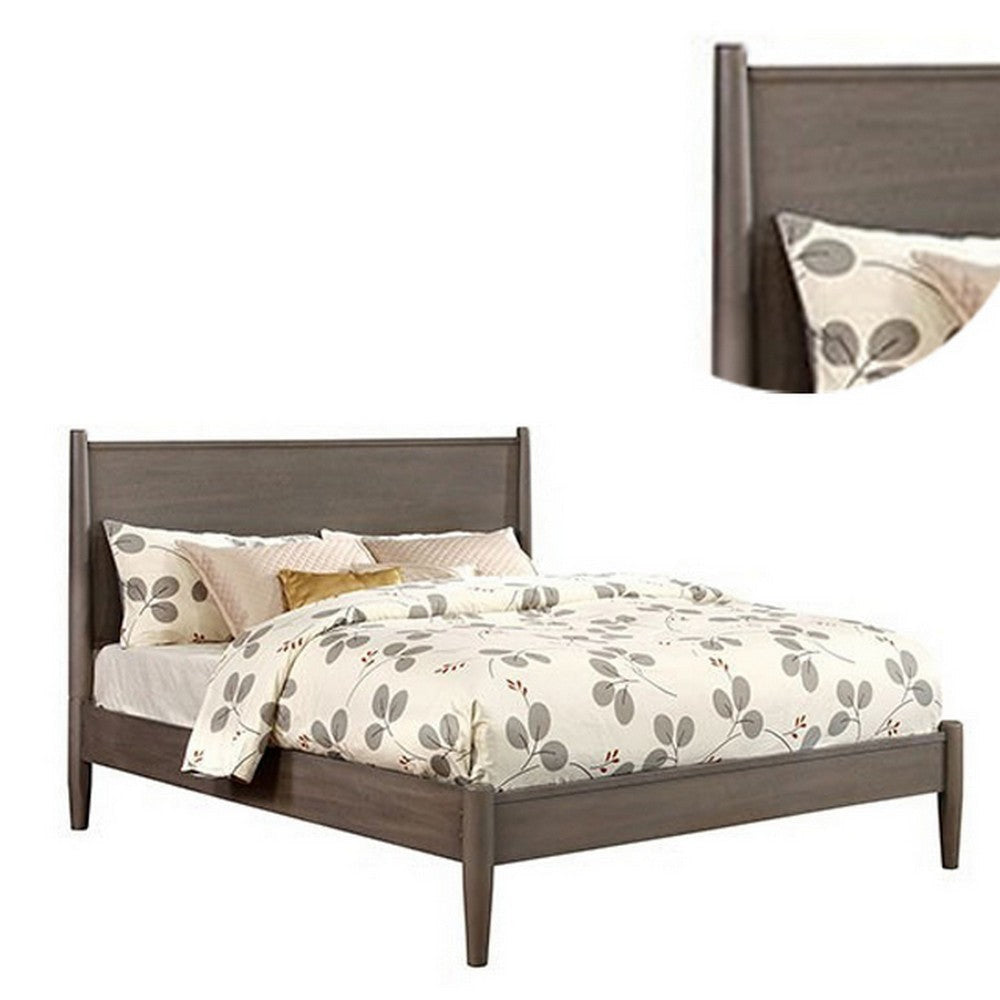 Wooden Eastern King Size Bed with Panel Headboard Gray BM217644