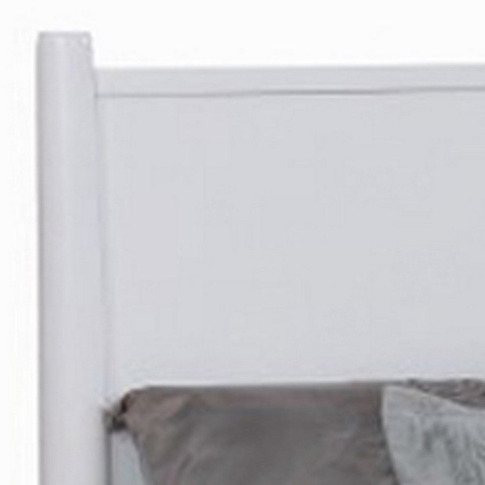 Wooden Eastern King Size Bed with Panel Headboard White By Casagear Home BM217646