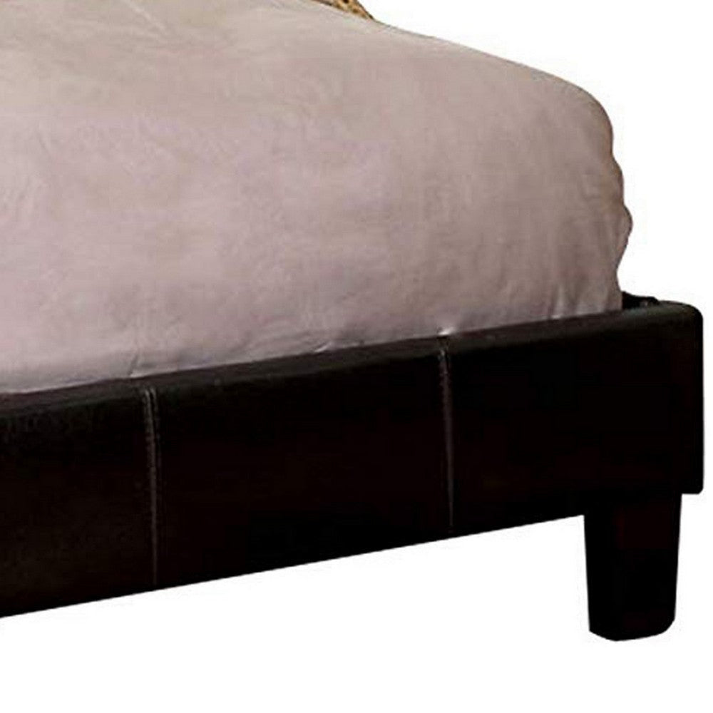 Platform Style Leatherette Queen Size Bed with Curved Headboard Brown By Casagear Home BM217668