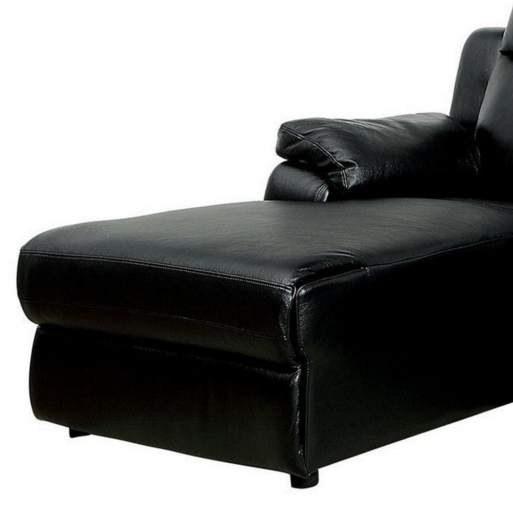 Leatherette Reclining Sectional Sofa with Chaise and Console Black By Casagear Home BM217679