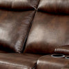 Leatherette Reclining Sectional Sofa with Chaise and Console Brown By Casagear Home BM217680