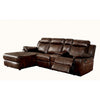 Leatherette Reclining Sectional Sofa with Chaise and Console, Brown By Casagear Home