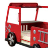 Metal Fire Truck Design Twin Bed with Hidden Storage Red and Black BM217693