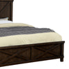 Rustic Wooden Eastern King Size Bed with Barn Style Walnut Brown BM217694