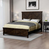 Rustic Wooden Eastern King Size Bed with Barn Style, Walnut Brown