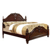 Baroque Style Wooden Queen Size Bed with Scalloped Top, Cherry Brown By Casagear Home