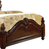 Baroque Style Wooden Queen Size Bed with Scalloped Top Cherry Brown By Casagear Home BM217696