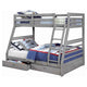 Transitional Bunk Bed | Twin Over Full | Attached Ladder & Drawers | Dark Gray