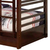 Transitional Twin Over Twin Bed with Attached Ladder and Drawers Brown