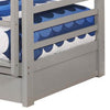 Transitional Twin Over Twin Bed with Attached Ladder and Drawers Gray