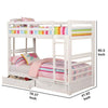 Transitional Twin Over Twin Bed with Attached Ladder and Drawers White By Casagear Home BM217726