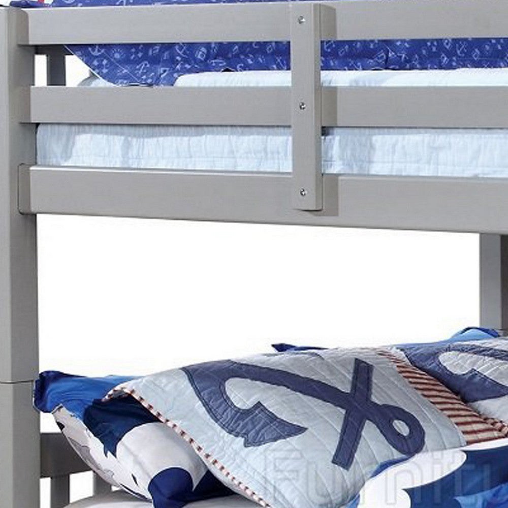 Slatted Full Over Full Bunk Bed with Attached Ladder Gray