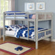 Slatted Full Over Full Bunk Bed with Attached Ladder, Gray