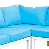 L Shaped Dual Tone Patio Sectional with Box Cushioned Seat Blue and White BM217763