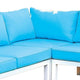L Shaped Dual Tone Patio Sectional with Box Cushioned Seat Blue and White BM217763