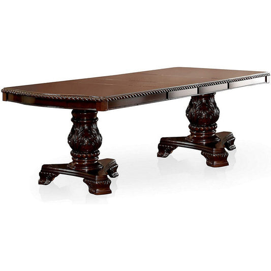 Traditional Style Wooden Dining Table with Extension Leaf, Brown By Casagear Home