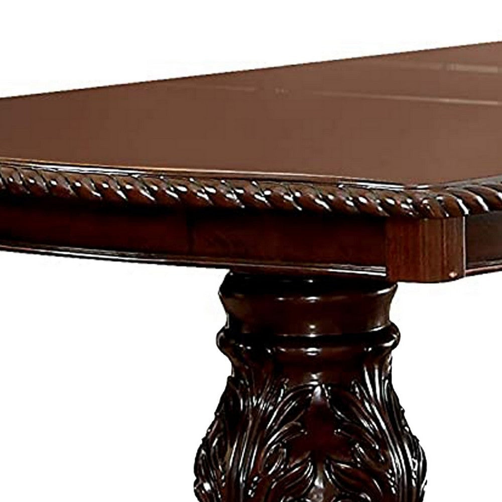 Traditional Style Wooden Dining Table with Extension Leaf Brown By Casagear Home BM217785