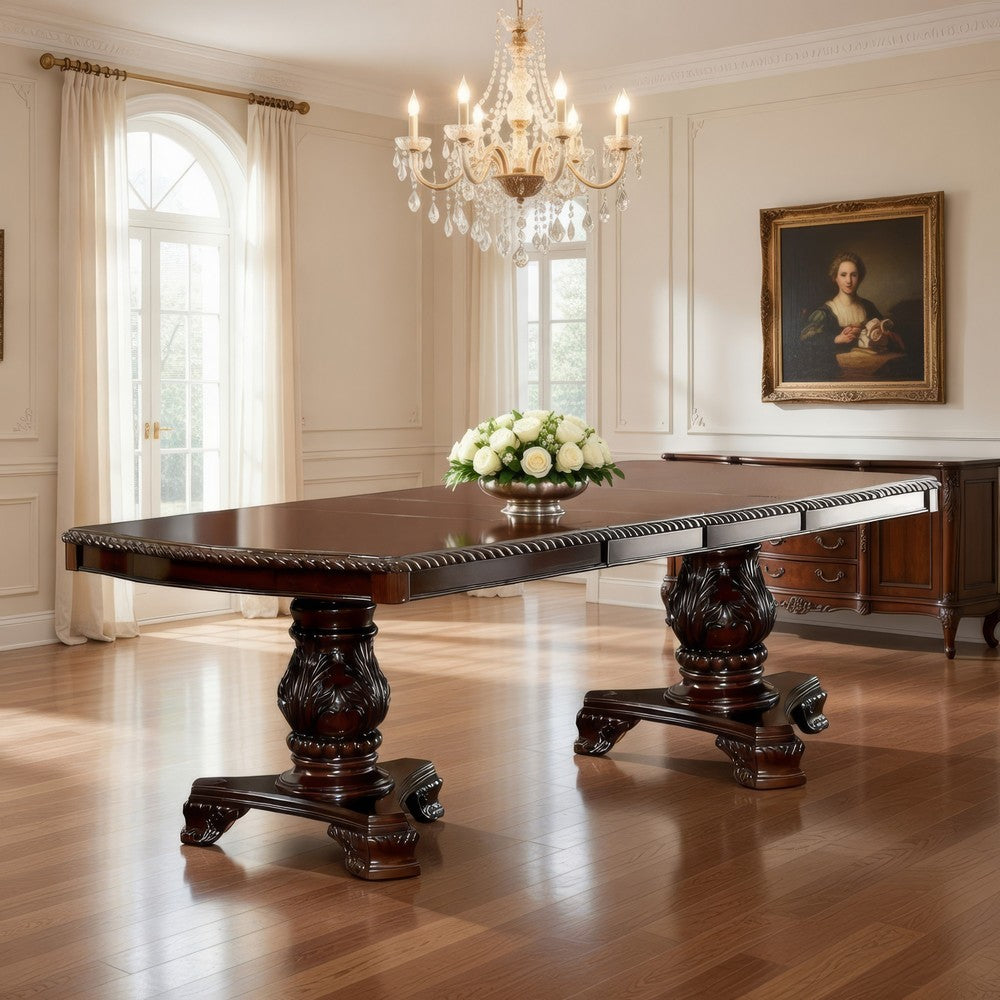Traditional Dining Table | Wood | Extension Leaf | Brown