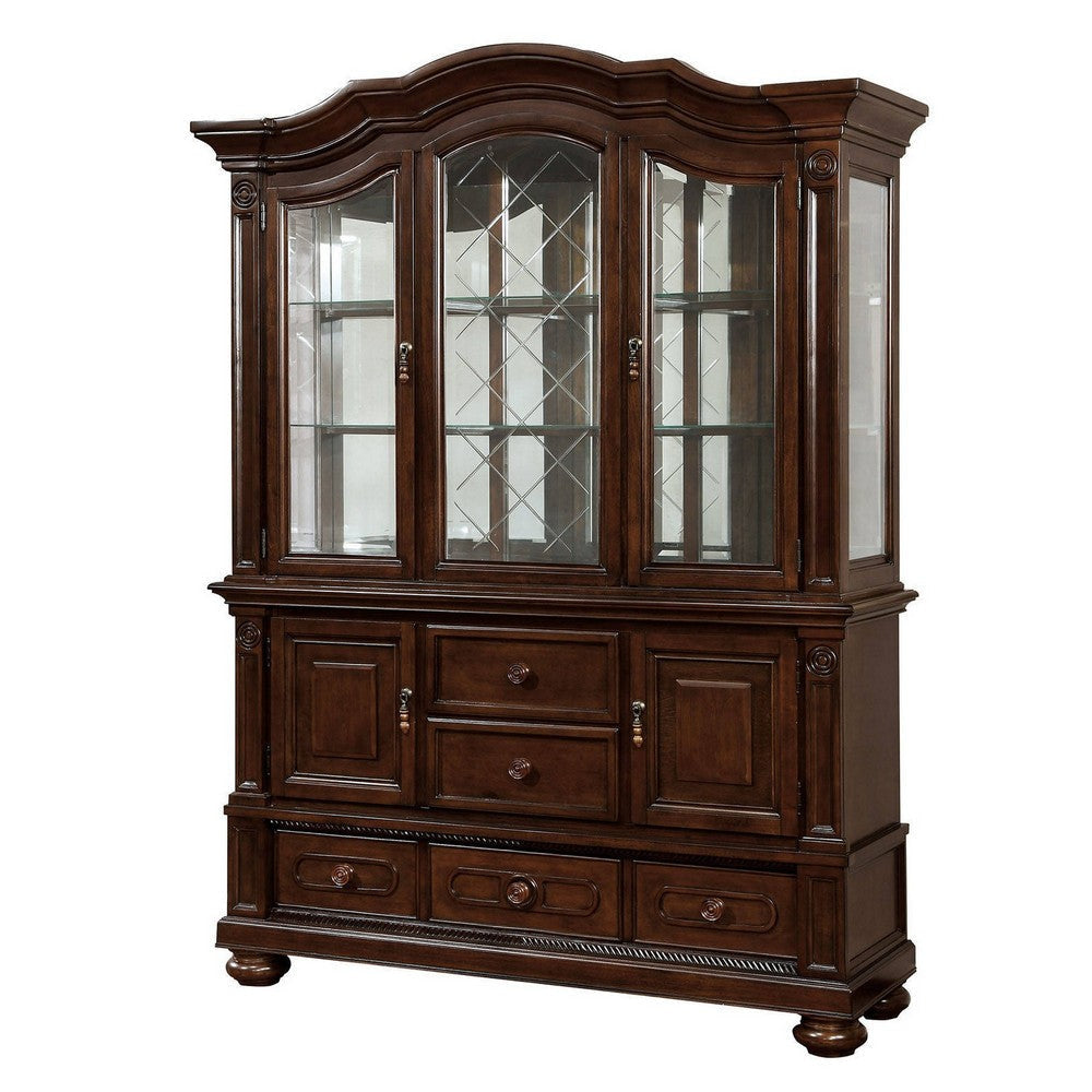 Wood Buffet & Hutch Set | Display & Storage | Brown