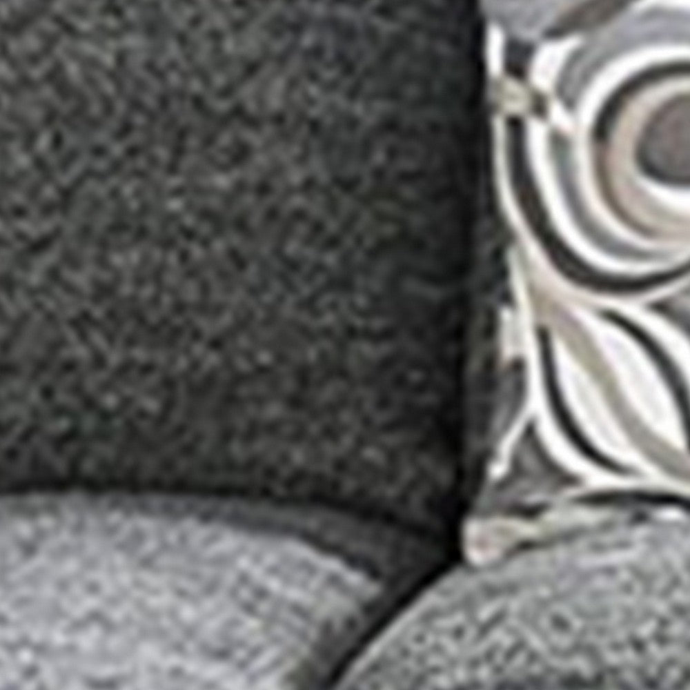 Wood and Fabric Sectional Set with Ottoman Set of 5 Gray BM217817