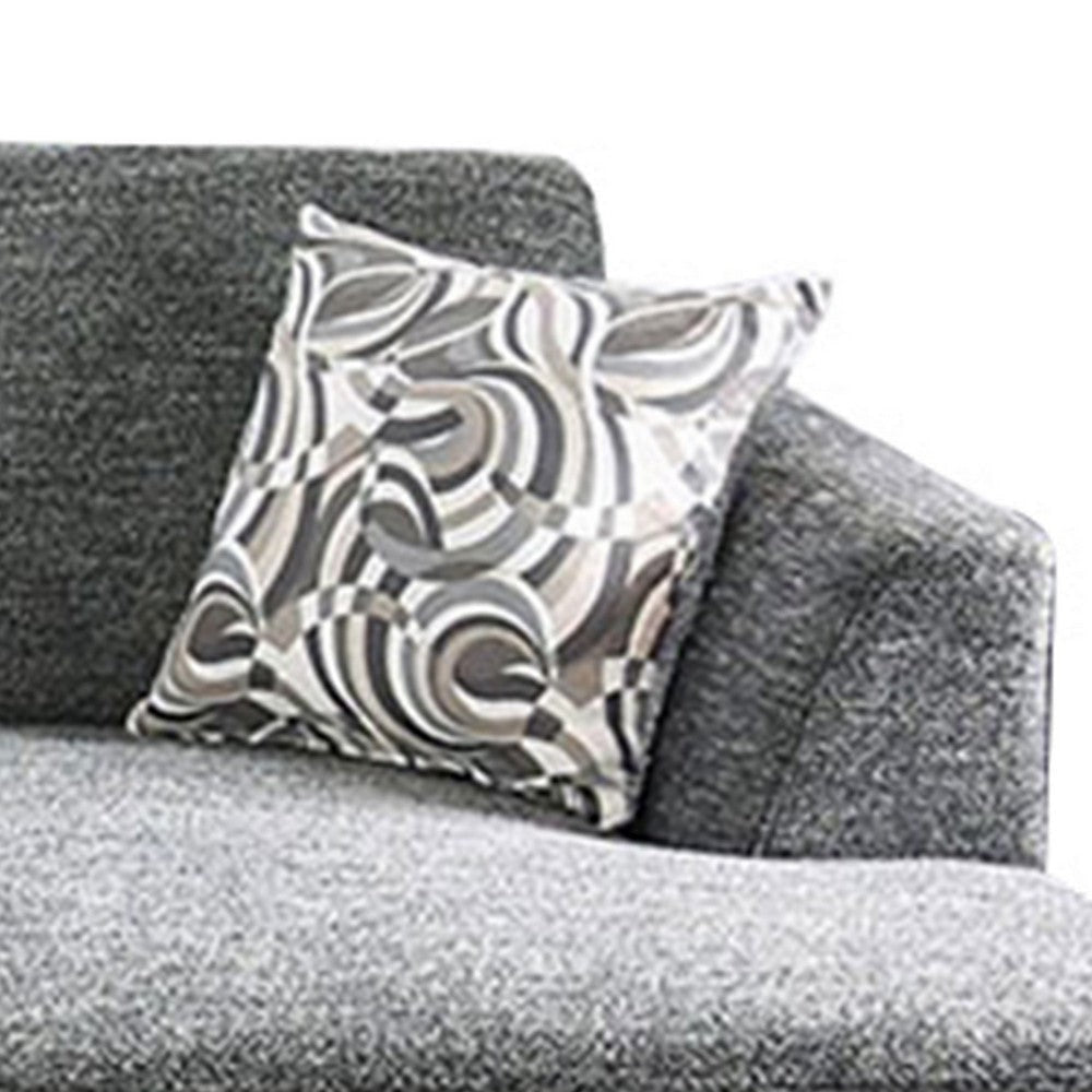 Wood and Fabric Sectional Set with Ottoman Set of 5 Gray BM217817